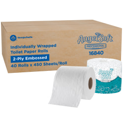 Angel Soft Professional Series® 2-Ply Embossed Toilet Paper, 40 Rolls per Case, 450 Sheets per Roll