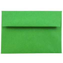 JAM Paper® Booklet Envelopes, #4 Bar (A1), Gummed Seal, 30% Recycled, Dark Green, Pack Of 25
