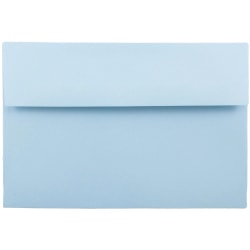 JAM Paper® Booklet Invitation Envelopes, A9, Gummed Seal, Light Baby Blue, Pack Of 25