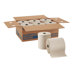 enMotion® 8" Paper Towel Rolls, 1-Ply, 100% Recycled Fiber, Brown, 700 ft Per Roll, 6 Rolls Per Case