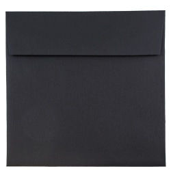 JAM Paper® Square Linen Envelopes, 9" x 9", Gummed Seal, 30% Recycled, Black, Pack Of 25