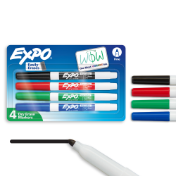 EXPO® 2 Low-Odor Dry-Erase Markers, Fine Point, Assorted Colors, Pack Of 4