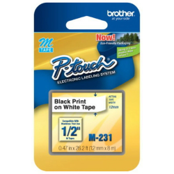 Brother® M-231 Black-On-White Tape, 0.47&quot; x 26.2'