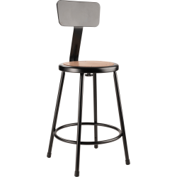 National Public Seating Hardboard Stool With Back, 24&quot;H, Black