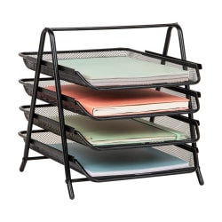 Mind Reader 4-Tier Desktop Organizer Paper Tray, 12-1/2”H x 13-3/4”W x 11-3/4”D, Black