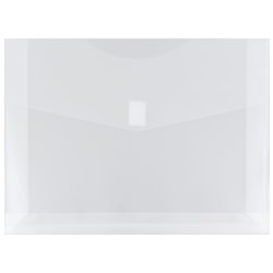 JAM Paper® Plastic Booklet Expansion Envelopes, Letter-Size, 9 3/4" x 13", Hook &amp; Loop Closure Closure, Clear, Pack Of 12