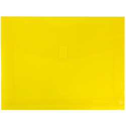 JAM Paper® Plastic Booklet Expansion Envelopes, Letter-Size, 9 3/4" x 13", Hook &amp; Loop Closure, Light Yellow, Pack Of 12