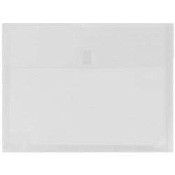JAM Paper® Plastic Booklet Expansion Envelopes, Letter-Size, 9 3/4&quot; x 13&quot;, Hook &amp; Loop, Clear, Pack Of 12