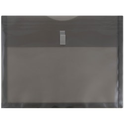 JAM Paper® Plastic Booklet Expansion Envelopes, Letter-Size, 9 3/4&quot; x 13&quot;, Hook &amp; Loop Closure, Smoke Gray, Pack Of 12