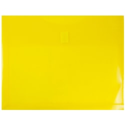 JAM Paper® Plastic Booklet Expansion Envelopes, Letter-Size, 9 3/4" x 13", Hook &amp; Loop Closure, Dark Yellow, Pack Of 12