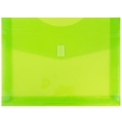 JAM Paper® Plastic Booklet Expansion Envelopes, Letter-Size, 9 3/4" x 13", Hook &amp; Loop Closure, Lime Green, Pack Of 12