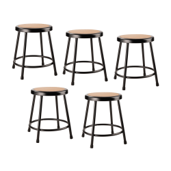 National Public Seating Hardboard Round Stools, Black/Masonite Wood, Pack Of 5 Stools