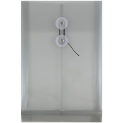 JAM Paper® Open-End Plastic Envelopes, 6 1/4" x 9 1/4", Button &amp; String Closure, Smoke Gray, Pack Of 12