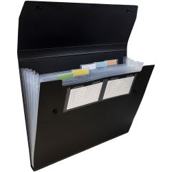 JAM Paper® Plastic 6-Pocket Expanding Folder, 1-1/2&quot; Expansion, 9&quot; x 13&quot;, Black