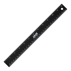 JAM Paper® Non-Skid Stainless-Steel Ruler, 12&quot;, Black