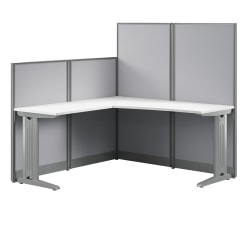 Bush Business Furniture Office in an Hour 65"W x 65"D L-Shaped Cubicle Desk, Pure White, Standard Delivery