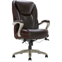 Serta® Smart Layers&trade; Hensley Big &amp; Tall Ergonomic Bonded Leather High-Back Chair, Roasted Chestnut/Satin Nickel