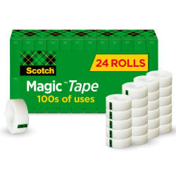 Scotch® Magic&trade; Tape, Invisible, 3/4 in. x 1000 in., 24 Tape Rolls, Clear, Back to School Supplies and College Essentials for Students and Teachers