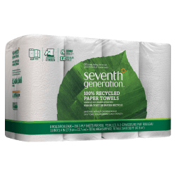 Photo 1 of Seventh Generation™ 2-Ply Paper Towels, 100% Recycled, 156 Sheets Per Roll, Pack Of 8 Rolls