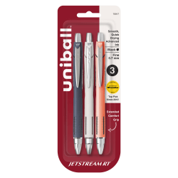 uniball&trade; Jetstream RT Ballpoint Pens, 3 Pack, Fine Point (0.7mm), Black