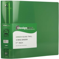 JAM PAPER 3 Ring Plastic Binder, 1.5 inch, Green, Sold Individually