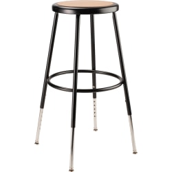 National Public Seating Adjustable Hardboard Stool, 25&quot;- 33&quot;H, Black