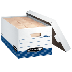 Bankers Box® Stor/File&trade; Medium-Duty Storage Boxes, Letter Size, 24" x 12" x 10", White/Blue, Case Of 4 - 70140FF