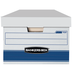 Bankers Box® Stor/File&trade; FastFold® Medium-Duty Storage Boxes, Legal Size, 24&ldquo;D x 15" x 10", White/Blue, Case Of 4 - 70240FF