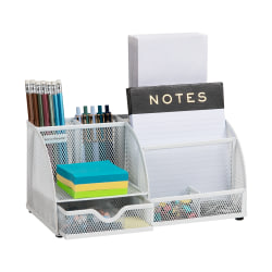 Mind Reader 7-Compartment Desktop Organizer, 5-1/4”H x 5-1/2”W x 11”D, White