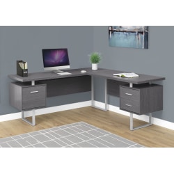 Monarch Specialties L Shaped Desk Gray Office Depot Productivity has never felt more comfortable.