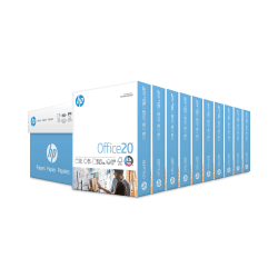 HP Papers Office20™, 92 Bright, 20 lb Bond Weight, 8.5 x 11, White, 500 Sheets/Ream, 10 Reams/Carton
