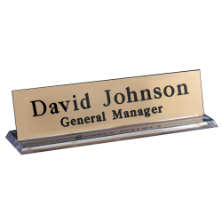 Custom Engraved Plastic Desk Signs With Plexiglass Holder 2 x 8 ...