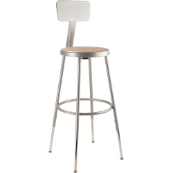 National Public Seating Adjustable Hardboard Stool With Back, 25"-33"H, Gray