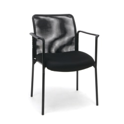 Photo 1 of OFM ESS Collection Mesh Back Upholstered Side Chair, with Arms, Black, 23 x 23.5 x 34 inches
