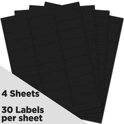 JAM Paper® Mailing Address Labels, Rectangle, 1" x 2-5/8", Black, 30 Labels Per Sheet, Pack Of 4 Sheets