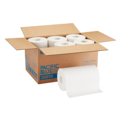 Pacific Blue Ultra® 9" Paper Towel Rolls, 1-Ply, White, 9" x 400', 6 Rolls per Case