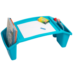 Mind Reader Plastic Lap Desk with Side Storage Pockets, 8-1/2" H x 10-3/4" W x 22-1/4" D, Blue