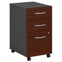 Bush Business Furniture Components 21&quot;D Vertical 3-Drawer Mobile File Cabinet, Hansen Cherry/Graphite Gray, Standard Delivery