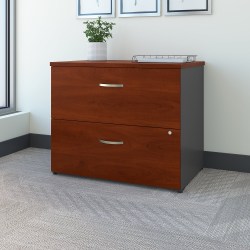 Bush Business Furniture Components 36&quot;W Lateral 2-Drawer File Cabinet, Hansen Cherry/Graphite Gray, Standard Delivery