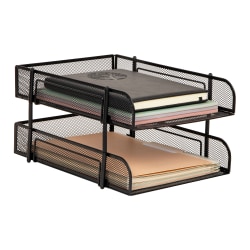 Mind Reader 2-Tier Metal Stackable Paper Tray, 7-1/2"H x 10-1/2"W x 13-1/4"D, Black