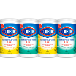 Clorox Disinfecting Cleaning Wipes Variety Pack, Bleach Free, Fresh Scent and Crisp Lemon, 75 Count Each, Pack of 4
