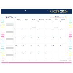 Simplified by Emily Ley for AT-A-GLANCE® Academic 2025-2026 Monthly Desk Pad Calendar, Happy Stripe, Standard, 21 3/4&quot; x 17&quot;