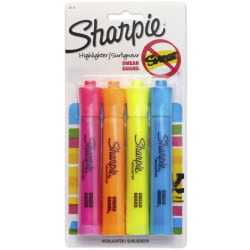 Sharpie® Tank Style Highlighters, Chisel Tip, Assorted Colors, 4 Count