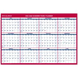 AT-A-GLANCE® Horizontal Reversible Erasable Academic and Regular Year 2025-2026 Wall Calendar, Extra Large, 48&quot; x 32&quot;