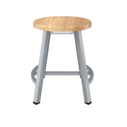 National Public Seating Titan Stool, 18&quot;, Natural Wood/Gray