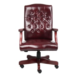 Photo 1 of Boss Office Products Traditional High-Back Executive Chair, 47"H, Burgundy/Mahogany