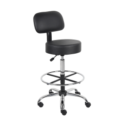 Photo 1 of Boss Office Products B16245-BK Be Well Medical Spa Drafting Stool with Back, Black - 25"D x 25"W x 47"H

