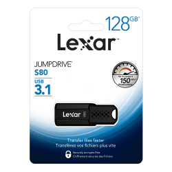 Lexar® JumpDrive® S80 USB 3.1 Flash Drive, 128GB, Black, LJDS80-128BNBNU