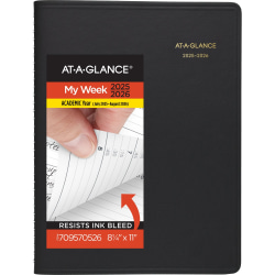 AT-A-GLANCE® Academic 2025-2026 Weekly Appointment Book Planner, Black, Large, 8 1/4&quot; x 11&quot;