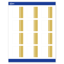Avery® Print-To-The-Edge Cards With Sure Feed® Technology, S00-DKF-PRMWC10, Square, 2&quot; x 2&quot;, Matte White, Preprinted Double Dipped Gold Edge Design, Pack Of 120